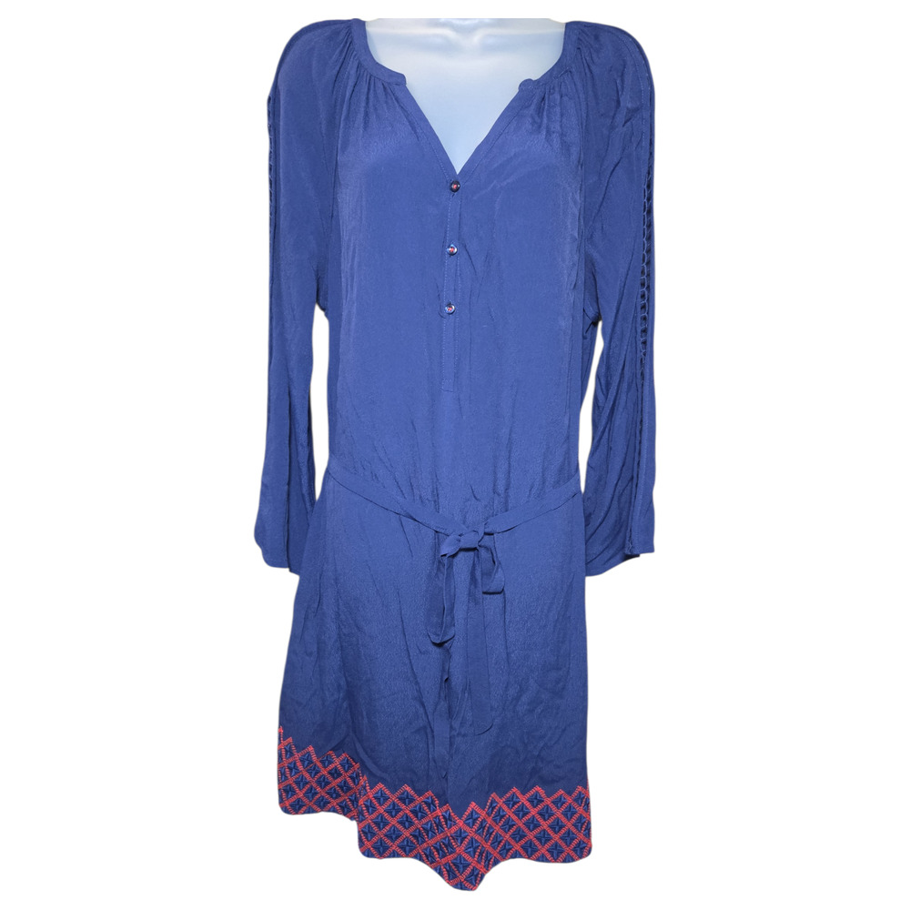Hatley Wom LG Hayley Dress Navy Blue Long Sleeve Preppy Sailor Nautical Spring